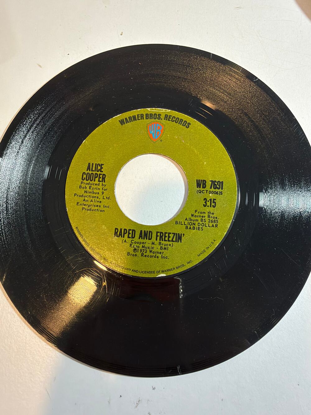 Alice Cooper 45 rpm...No More Mr. Nice Guy / gRaped and Freezin'